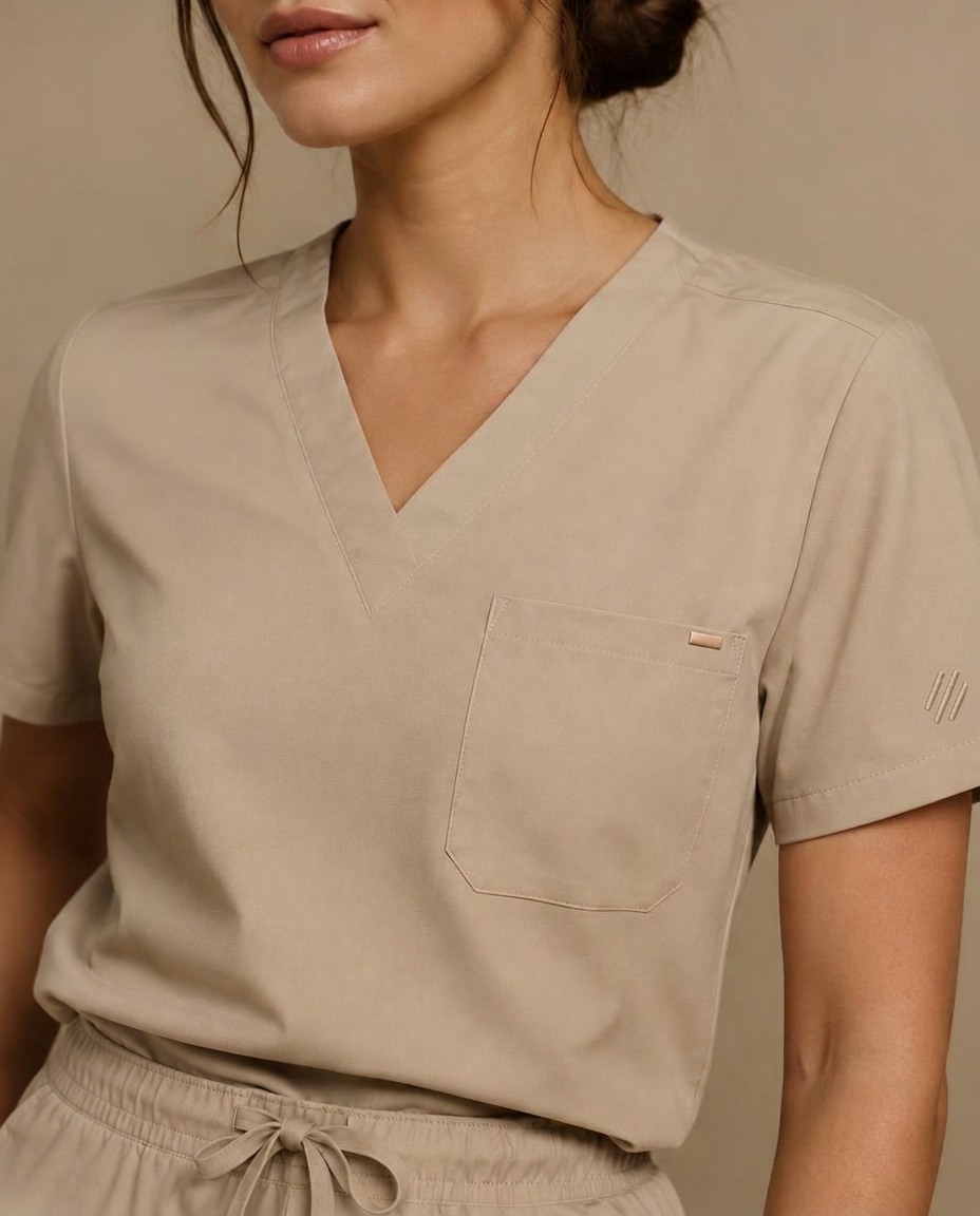 Blusa scrub areia com bordado